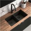 Moen Host White Granite 33-Inch Wide x 9.5-Inch Deep Undermount Double Bowl Kitchen Sink, GGW4012B(White)