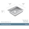 Moen Prep 18-Gauge Stainless Steel Drop-In 25″ x 22″ x 5.5″ Single Bowl Kitchen Sink with Rear Drain, GS181733B