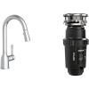 Moen 87233 Adler Chrome One-Handle High Arc Kitchen Sink Faucet with Pull Down Sprayer, Bundle with Moen GXP33C Lite Series PRO Black 1/3 HP Continuous Feed Garbage Disposal(1/3 HP)