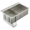 Moen GS161302B Luxe Chef Workstation System 33-Inch Dual Mount Double Bowl Kitchen Sink, Stainless Steel(Double Bowl)