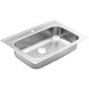 Moen GS181631BQ 1800 Series 33-inch 18 Gauge Drop-in Single Bowl Stainless Steel Kitchen Sink, 7-inch Depth, Featuring QuickMount
