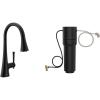 Moen Kurv Matte Black 3-in-1 Water Filtration Pull Down Kitchen Faucet, F9126BL with Moen F9800 Advanced Carbon Water Filtration System