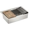 Moen Luxe Chef 18-Gauge Stainless Steel Undermount Apron Front 33″ x 22″ Single Bowl Workstation Sink, Includes Cutting Board, Flexible Drying Rack, Colander, Bottom Sink Grid, and Drain, GS181050BUX(Dual Mount)