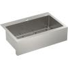 Moen Prep 18-Gauge Stainless Steel Dual Mount 33″ x 22″ x 9″ Double Bowl Low-Divide Kitchen Sink with Bottom Grids Included, GS182082B(Apron Front)
