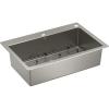 Moen Prep 18-Gauge Stainless Steel Dual Mount 33″ x 22″ x 9″ Double Bowl Low-Divide Kitchen Sink with Bottom Grids Included, GS182082B(Single Bowl)