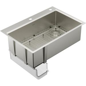 Moen GS161302B Luxe Chef Workstation System 33-Inch Dual Mount Double Bowl Kitchen Sink, Stainless Steel(Single Bowl)
