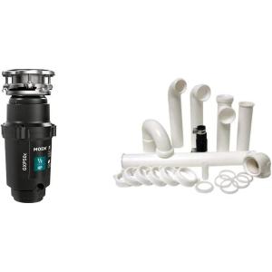 Moen GXP50C Prep Series PRO 1/2 HP Continuous Feed Garbage Disposal, Power Cord Included & PF WaterWorks PF0989 Garbage Disposal Installation Kit, White(Disposal + Garbage Disposal Installation Kit)