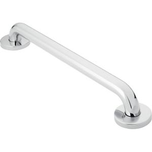 Moen Home Care Bathroom Safety 24 Inch Stainless Steel Handicap Grab Bar for Bathtub and Shower, Slip Resistant Peened Texture, Elderly Assistance Product, Polished Brass, R8724P(Polished Stainless)