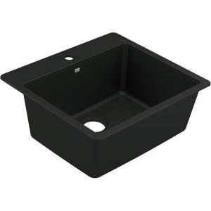 Moen Host Black Granite 25-Inch Wide x 9.5-Inch Deep Dual Mount Single Bowl Kitchen or Bar Sink, GGB3019B(Black)