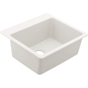 Moen Host Black Granite 25-Inch Wide x 9.5-Inch Deep Dual Mount Single Bowl Kitchen or Bar Sink, GGB3019B(White)