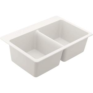 Moen Host White Granite 33-Inch Wide x 9.5-Inch Deep Dual Mount Double Bowl Kitchen Sink, GGW3028B(White)