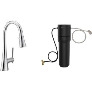 Moen Kurv Chrome 3-in-1 Water Filtration Pull Down Kitchen Faucet, F9126 with Moen F9800 Advanced Carbon Water Filtration System