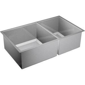 Moen Prep 16-Gauge Stainless Steel Undermount 34″ x 20″ Double Bowl Kitchen Sink, G16221
