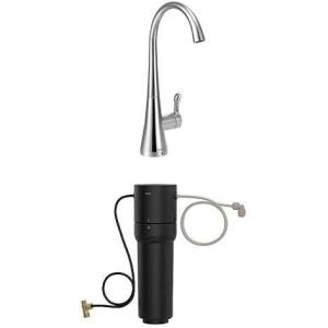 Moen Sip Chrome Beverage Faucet with High Arc Rotating Spout Plus Advanced Carbon Water Filtration System for Cleaner Drinking Water, S5520 + F9800