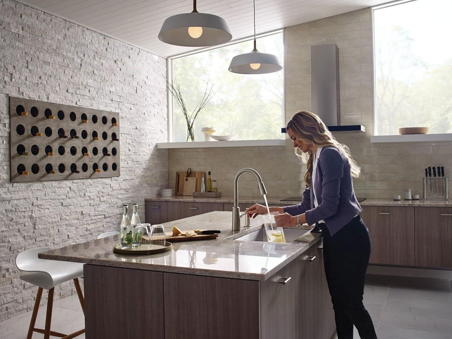 image:imageMoen Spot Resist Stainless Modern Deck Mounted Kitchen Soap Dispenser with AbovetheSink Refillable Bottle S3947SRSSpot Resist Stainless