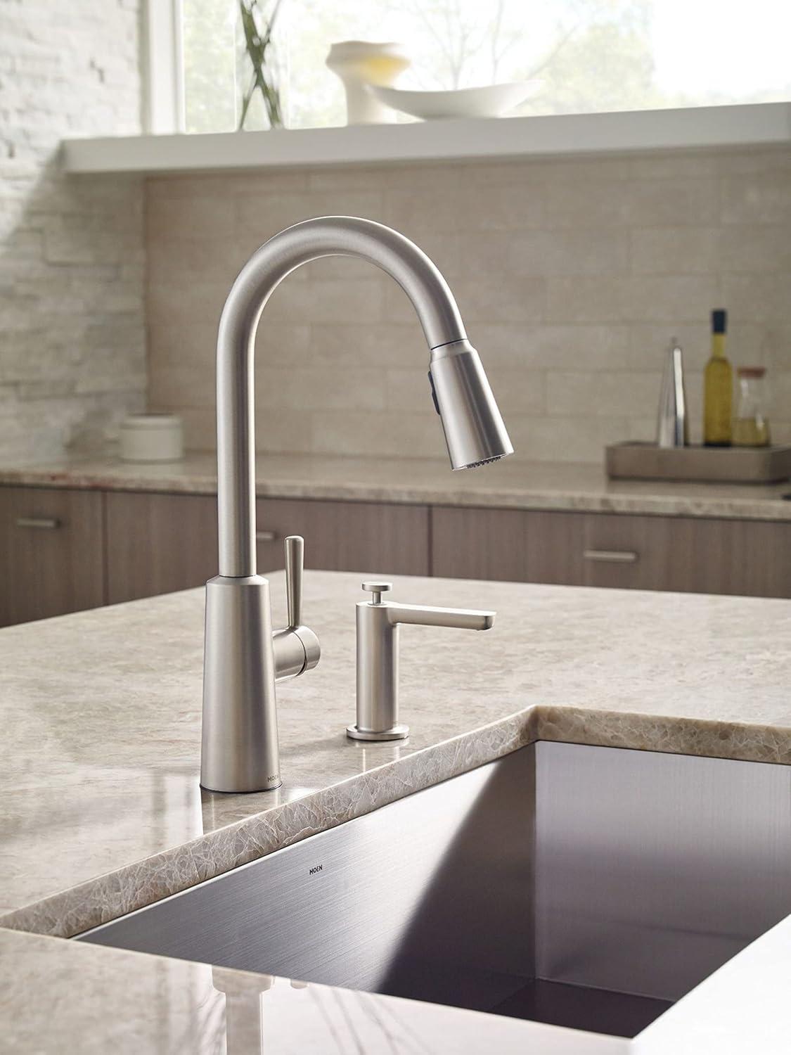 image:imageMoen Spot Resist Stainless Modern Deck Mounted Kitchen Soap Dispenser with AbovetheSink Refillable Bottle S3947SRSSpot Resist Stainless