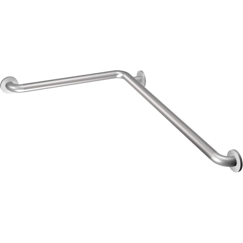 image:imageMoen 8996 Home Care Concealed Screw LShaped Bathroom Safety Grab Bar 24Inch x 48Inch Peened Stainless Steel