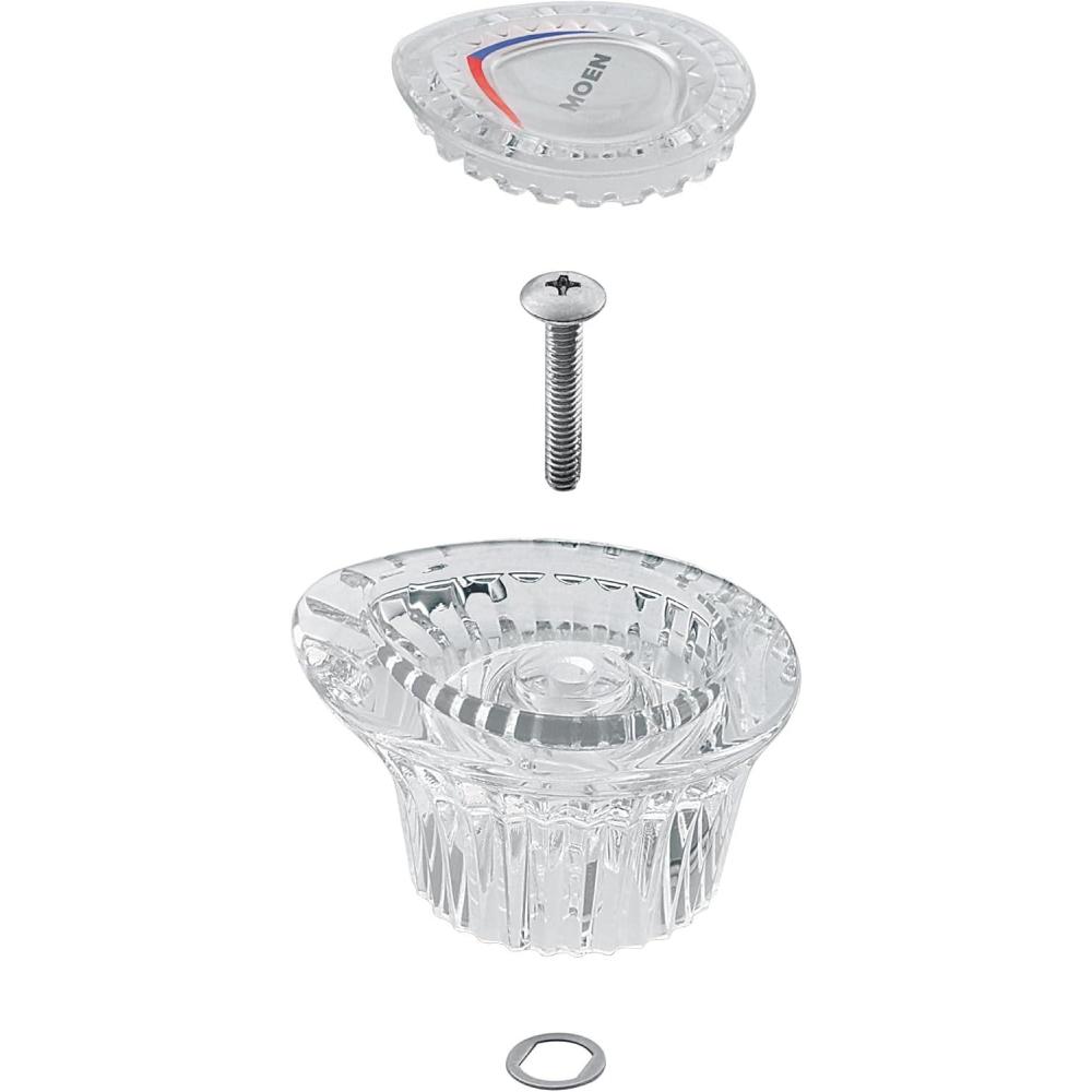 image:imageMoen 96797 Chateau Collection Replacement Tub and Shower Faucet Knob Handle Kit Chrome and White InsertPack of 1