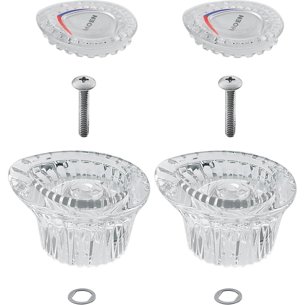 image:imageMoen 96797 Chateau Collection Replacement Tub and Shower Faucet Knob Handle Kit Chrome and White InsertPack of 2
