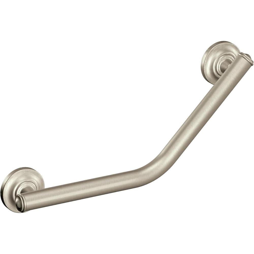 image:imageMoen Brushed Nickel Bathroom Safety 16Inch Stainless Steel Angled Shower Grab Bar for Handicapped or Elderly RA8716D1GBN