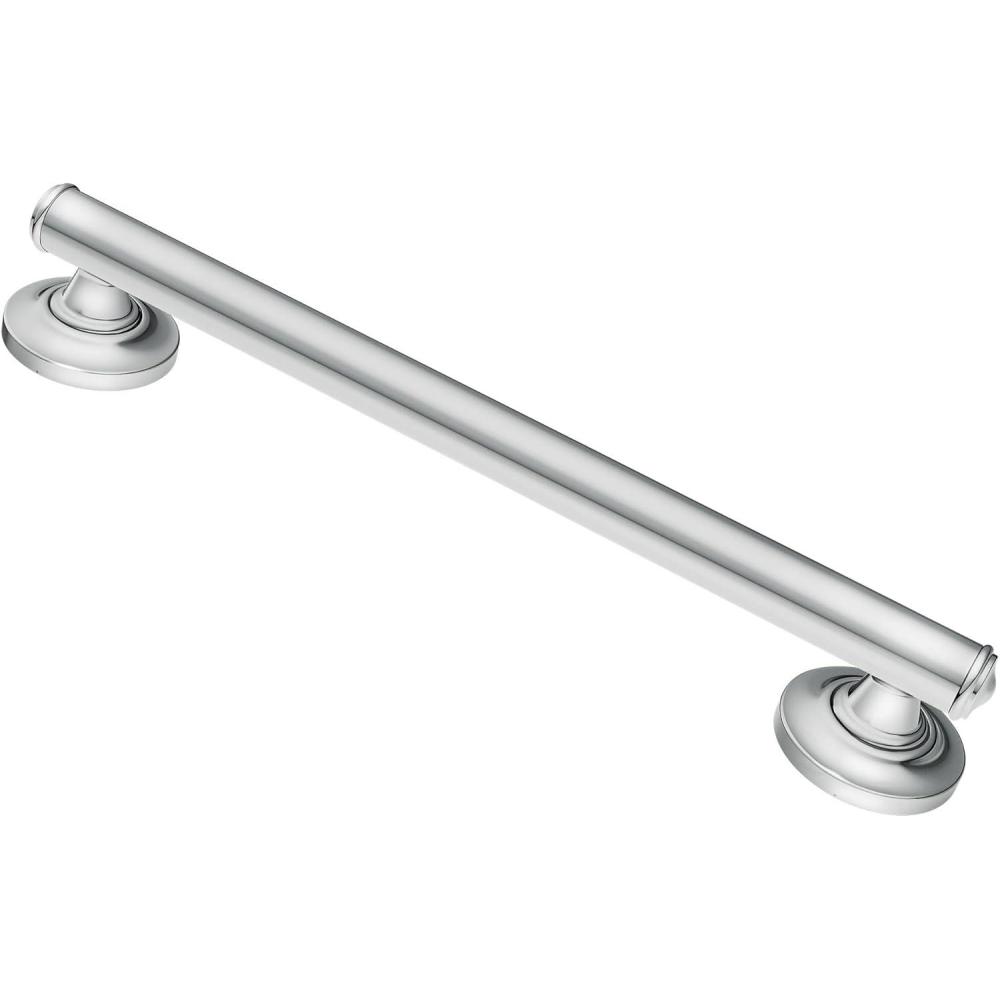 image:imageMoen Home Care Bathroom Safety 16 Inch Designer Stainless Steel Handicap Grab Bar for Bathtub and Shower Elderly Assistance Product with Comfort Grip Brushed Nickel R8716D1GBNChrome