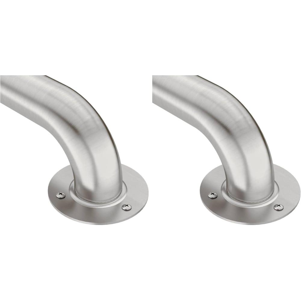 image:imageMoen R7424 Bathroom Safety 24Inch Stainless Steel Bathroom Grab Bar with Exposed Screws Stainless18 Inch Pack of 2