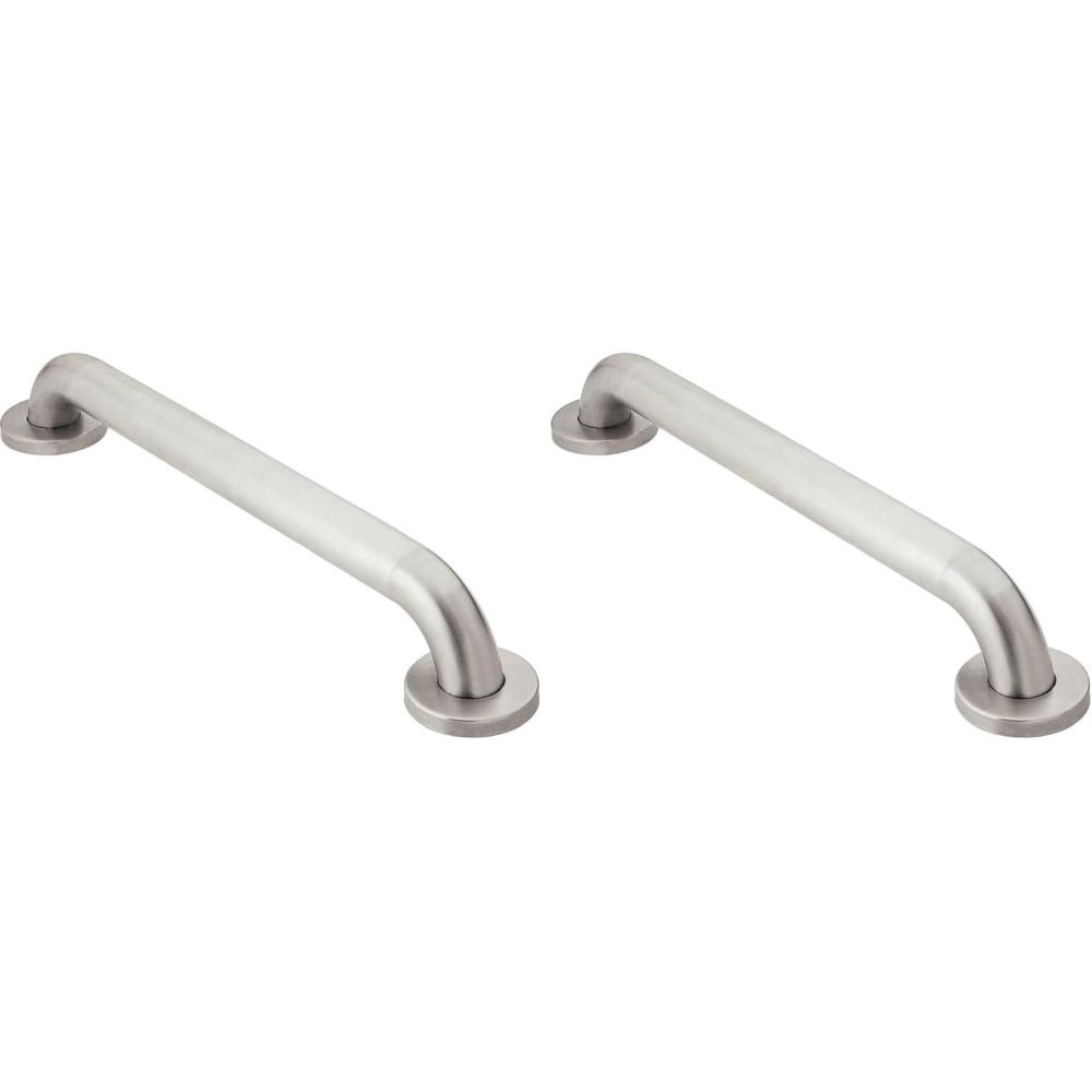 image:imageMoen R8912P Bathroom Safety 12Inch Stainless Steel Bathroom Grab Bar with Concealed Screws Stainless12 Inch Pack of 2