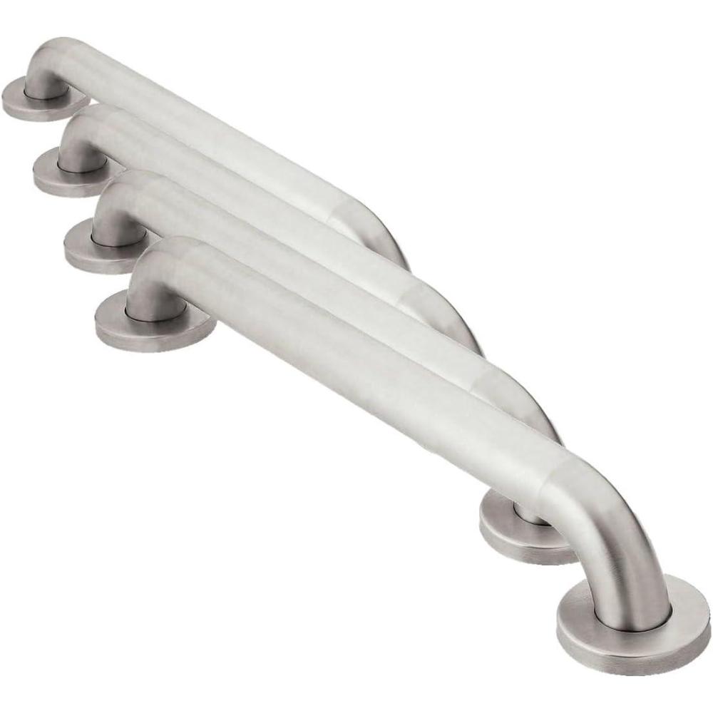 image:imageMoen R8912P Bathroom Safety 12Inch Stainless Steel Bathroom Grab Bar with Concealed Screws Stainless12 Inch Pack of 4