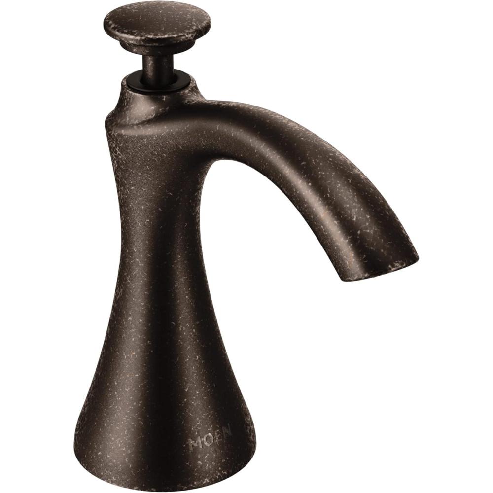 image:imageMoen S3946ORB Transitional Deck Mounted Kitchen Soap Dispenser with Above the Sink Refillable Bottle Oil Rubbed BronzeOil Rubbed Bronze