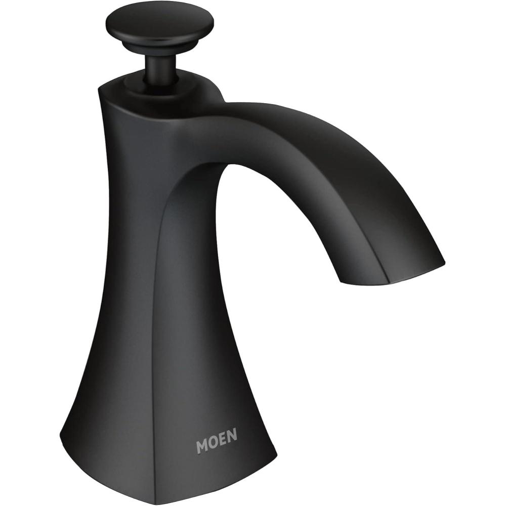 image:imageMoen S3948SRS Transitional Deck Mounted Kitchen Soap Dispenser with Above the Sink Refillable Bottle Spot Resist StainlessBlack