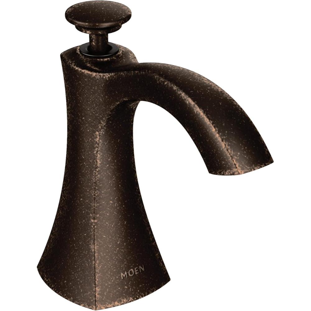 image:imageMoen S3948SRS Transitional Deck Mounted Kitchen Soap Dispenser with Above the Sink Refillable Bottle Spot Resist StainlessOilrubbed Bronze