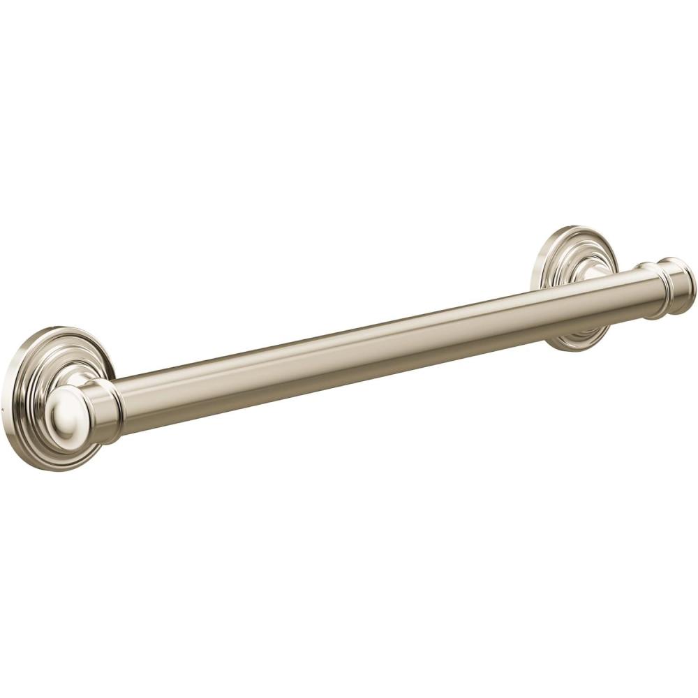 image:imageMoen YG6418BN Bathroom Safety 18Inch Stainless Steel Traditional Bathroom Grab Bar Brushed NickelPolished Nickel