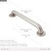 Moen Matte Black 16-Inch Stainless Steel Bath Safety Grab Bar with Concealed Screws, R8916BL