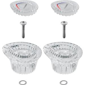 Moen 96797 Chateau Collection Replacement Tub and Shower Faucet Knob Handle Kit, Chrome and White Insert(Pack of 2)