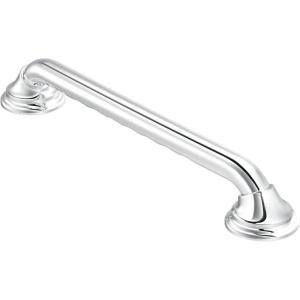 Moen Chrome Bathroom Safety 12-Inch Designer Shower Grab Bar with Curled Grip for Handicapped or Elderly, R8712D3GCH(Chrome)