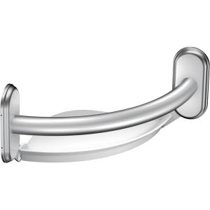 Moen LR2354DCH Bathroom Safety 9-Inch Curved Bathroom Grab Bar with Integrated Corner Shelf, Chrome
