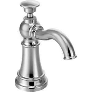 Moen S3945SRS Traditional Deck Mounted Kitchen Soap Dispenser with Above the Sink Refillable Bottle, Spot Resist Stainless(Chrome)