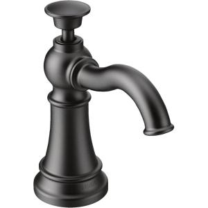 Moen S3945SRS Traditional Deck Mounted Kitchen Soap Dispenser with Above the Sink Refillable Bottle, Spot Resist Stainless(Matte Black)