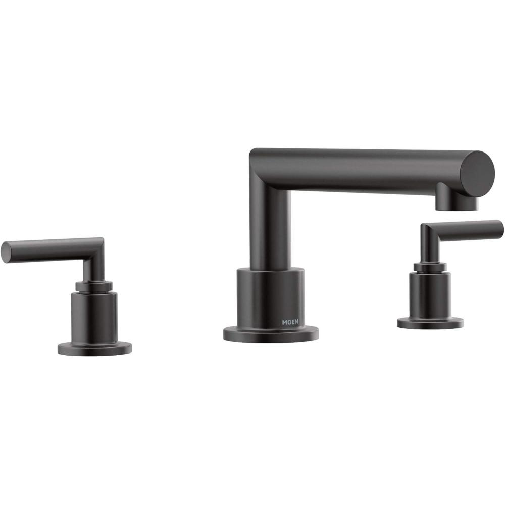 image:imageMoen TS93003BL Arris 2Handle Deck Mount Modern Roman Tub Faucet Trim Kit Valve Required Matte BlackMatte Black